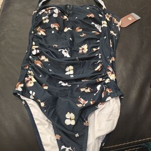 Women's New With Tags Forest Green Floral One Piece Swimsuit